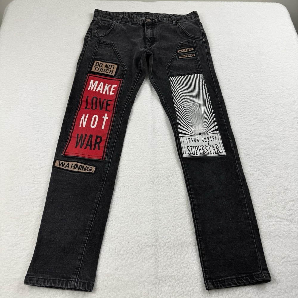 Sosoo Jeans Men's 32x31 Black Goth‎ Grunge Y2K Punk School Metal Rock